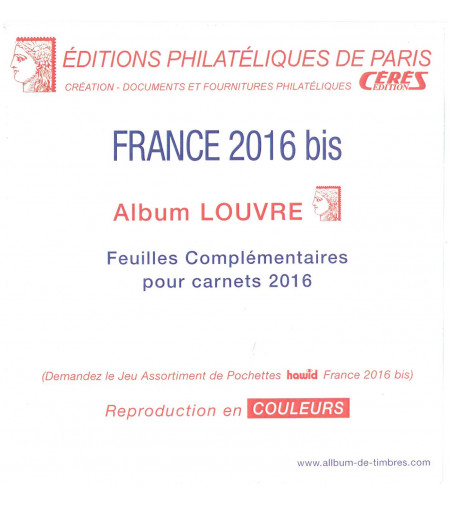 Feuilles France Louvre 2016  pour carnets autocollants