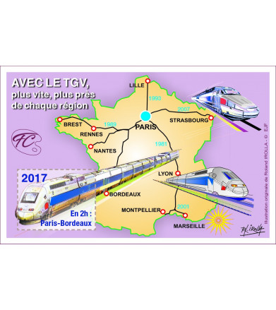 FEUILLET COMMEMORATIF LE TGV EN FRANCE