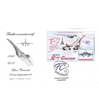 FEUILLET COMMEMORATIF 50 ANS 1° VOL CONCORDE