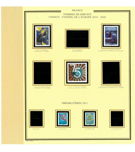 Feuille Présidence timbres de Service 2019-2020 et Préos 2011