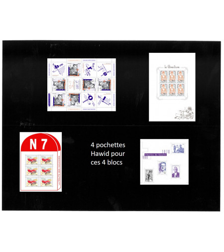 Assortiment  Hawid 2020 pour blocs Gravure - de Gaulle et feuillets Boris Vian - RN7