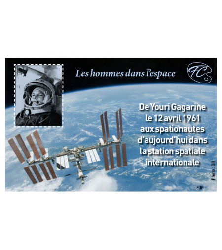 FEUILLET COMMEMORATIF LES HOMMES DANS L'ESPACE