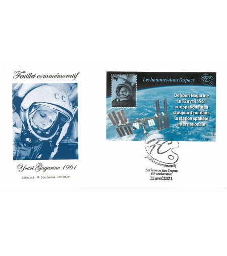 FEUILLET COMMEMORATIF LES HOMMES DANS L'ESPACE