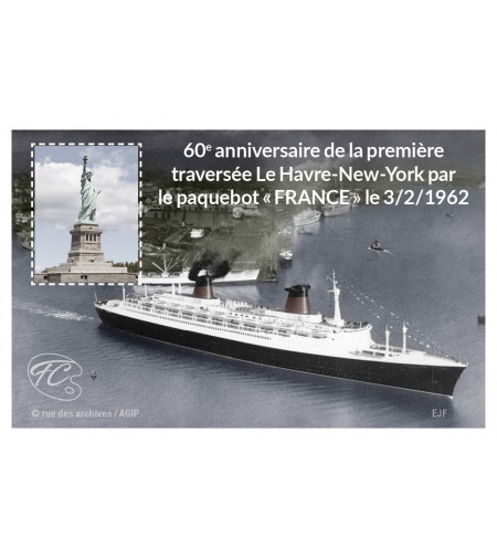 FEUILLET COMMEMORATIF PAQUEBOT FRANCE