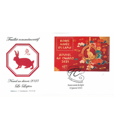 FEUILLET COMMEMORATIF - ANNEE DU LAPIN 2023