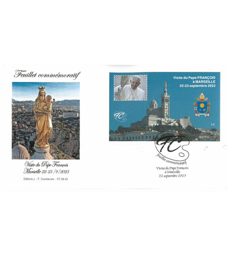 FEUILLET COMMEMORATIF VISITE PAPE FRANCOIS MARSEILLE